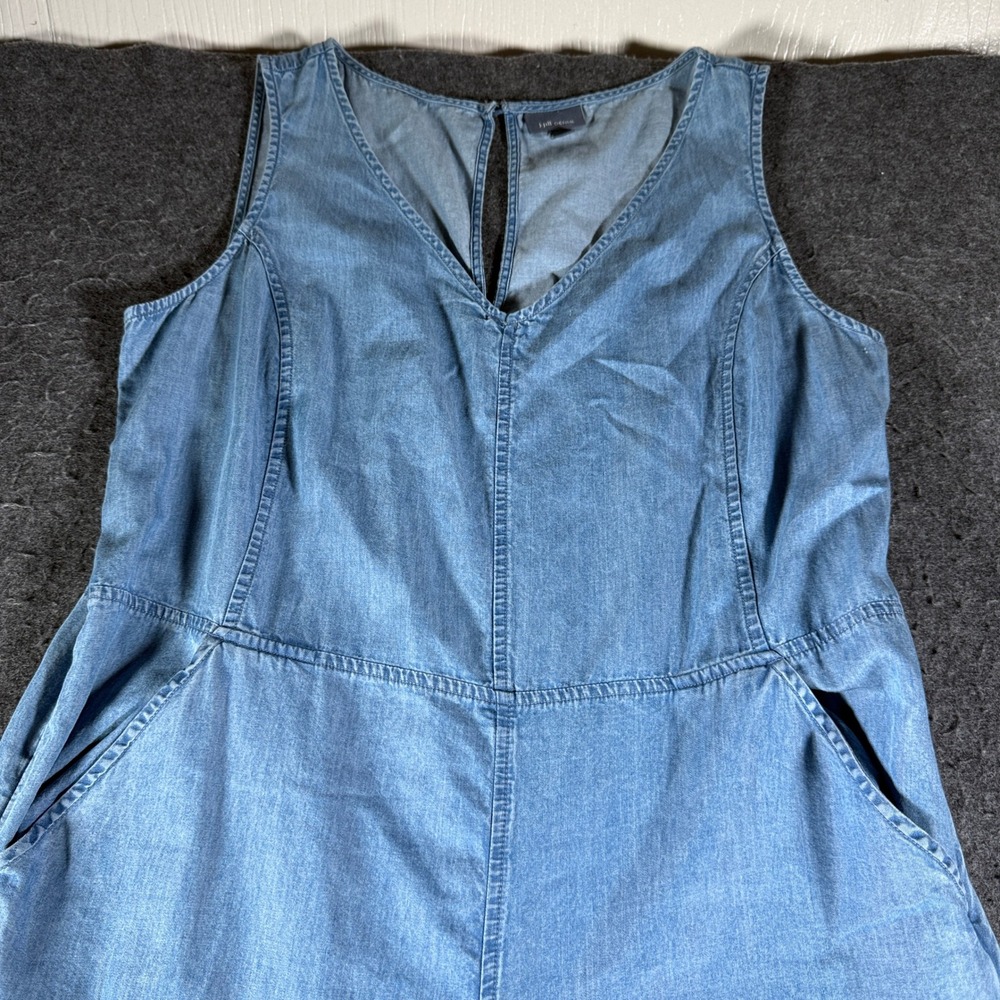J.Jill Denim Wide Leg Jumpsuit Womens Medium Blue Cotton V-Neck WDR271981 - Picture 2 of 14